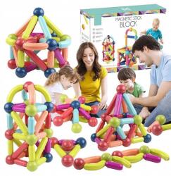 Procart Set magnetic de constructie, joc creativ pentru copii, 66 piese diferite forme si culori (581392) Jucarii de constructii magnetice