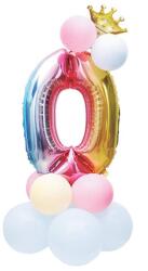 IDei Balon party cifra 0, inaltime 81 cm, multicolor, set 14 bucati, material folie metalizata si latex (BSM058632)