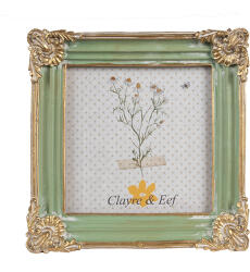 Clayre & Eef Rama foto masa, perete polirasina verde, aurie 13x2x13 cm / 10x10 cm (2F1149deco)