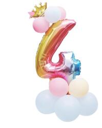 IDei Aranjament baloane folie si latex, balon cifra 4 inaltime 81 cm, set 14 bucati (BSM058636)