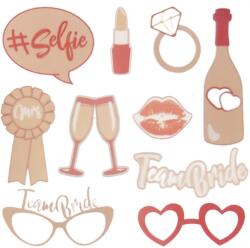 Procart Set 10 propsuri petrecere, Team Bride, selfie, carton dur, culoare roz alb (PROPSSELFIE)