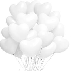 Procart Set 100 baloane forma inimioara, 30 cm, latex alb (593974-WHITE)