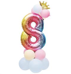 IDei Set aranjament baloane cifra 8, inaltime 81 cm, material latex si folie (BSM058640)
