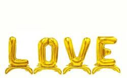 IDei Set baloane LOVE, inaltime 80 cm, folie metalizata aurie (BSM062145)