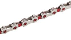 NEWTON 11 sebességes kerékpárlánc, ezüst-piros, 116 szem, Shimano/SRAM kompatibilis NEWTON Bicikli alkatrészek Kerékpár alkatrészek Bicikliláncok