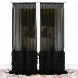  Függöny fátyol fekete Dolly fodros szalag 250x145cm (L395i)