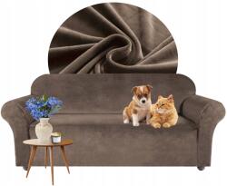 Ubieramy-meble Kanapé Huzat Kanapé sarok Kakaóbarna velúr Rugalmas 190-230 cm (22L3)
