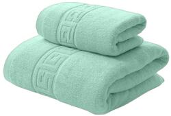 Ralex Pucioasa Set 2 prosoape baie 70x140 cm si 50x90 cm Bumbac 100%, Greek Border 500 grame/mp, Verde Mint Prosop