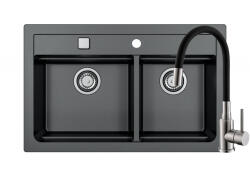 Alveus Pachet Atrox 50 si baterie Flexa negru satin (3010761) Chiuveta