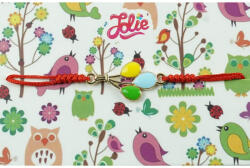 Flippy Bratara Ciucure, Jolie, Model 3 Baloane Colorate, Snur Rosu Reglabil, Auriu (teo-122850)