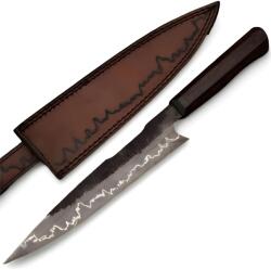 HARAHU Cuțit de bucătărie damasc AT-38754 - Chef / Maro / Negru KP38754