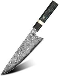 HARAHU Cuțit de bucătărie damasc ZE-37476 - Chef / Verde / Negru KP37476