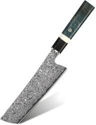 HARAHU Cuțit de bucătărie damasc ZE-37470 - Nakiri / Verde / Negru KP37470