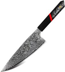 HARAHU Cuțit de bucătărie damasc ZA-37461 - Santoku / Negru / Roșu KP37461