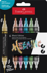 Faber-Castell Dekormarker készlet, 1, 0/3, 0 mm, kétvégű, akril "Shake&Paint", 6 különböző metál szín (TFC285517)