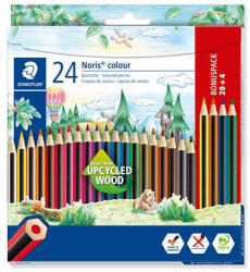 STAEDTLER Színes ceruza készlet, hatszögletű "Noris Colour 185", 20+4 különböző szín