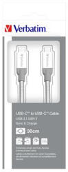 Verbatim USB kábel, USB-C 3.1 - USB-C, 30 cm, ezüst