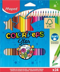 Maped Színes ceruza készlet, háromszögletű "Color'Peps Star", 24 különböző szín