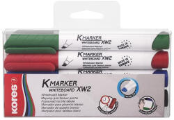 Kores Tábla- és flipchart marker készlet, 3-5 mm, vágott "K-Marker XW2", 4 különböző szín (IK20845)