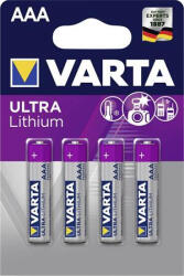 VARTA Elem, AAA mikro, 4 db, lítium "Ultra Lithium (VEULAAA4N)