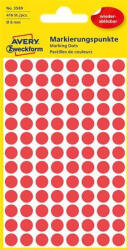 Avery-Zweckform Etikett, 8 mm, kör, eltávolítható, piros, 416 etikett/csomag (AY3589)