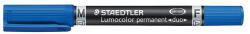 STAEDTLER Alkoholos marker, 0, 6/1, 5 mm, kúpos, kétvégű "Lumocolor® duo 348", kék