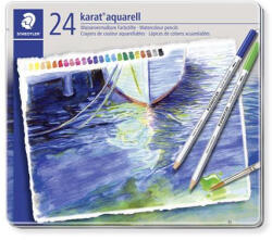 STAEDTLER Akvarell ceruza készlet, hatszögletű, fém doboz "Karat® aquarell 125", 24 különböző szín (TS125M24)