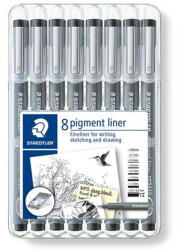 STAEDTLER Tusfilc készlet, 8 különböző vonalvastagság "Pigment liner 308", fekete
