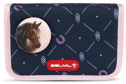 Belmil Tolltartó, klapnis, cipzáras "Midnight Gallop", kék, lovak
