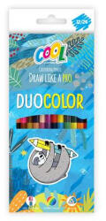 Victoria Színes ceruza készlet, háromszögletű, kétvégű "Duocolor", 24 különböző szín