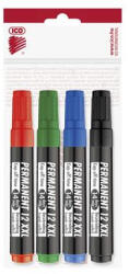 ICO Alkoholos marker készlet, 1-4 mm, vágott "Permanent 12 XXL", 4 különböző szín