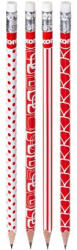 Kores Grafitceruza radírral, HB, háromszögletű, piros-fehér