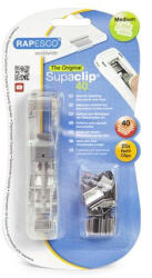 Rapesco Kapocsadagoló, színes kapcsokkal, "Supaclip 40", átlátszó