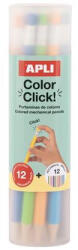 APLI Színes töltőceruza készlet, ceruzatartóban "Color Click", 12 különböző szín