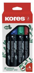 Kores Alkoholos marker készlet, 3-5 mm, vágott "ECO K-Marker XP2", 4 különböző szín (IK20784)