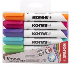 Kores Tábla- és flipchart marker készlet, 3-5 mm, vágott "K-Marker XW2", 6 különböző szín (IK20803)