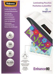 Fellowes Meleglamináló fólia, 80 mikron, A3, fényes, 100 db