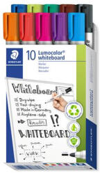 STAEDTLER Táblamarker készlet, 2 mm, kúpos "Lumocolor® 351", 10 különböző szín