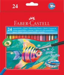 Faber-Castell Akvarell ceruza készlet, hatszögletű, ecsettel, 24 különböző szín