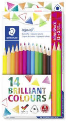 STAEDTLER Színes ceruza készlet, háromszögletű, ajándék 2 db színes ceruzával "Ergo Soft", 14 különböző szín
