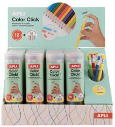APLI Színes töltőceruza készlet, display "Color Click", 12 különböző szín, 12 készlet/display