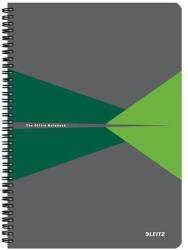 Leitz Spirálfüzet, A4, kockás, 90 lap, PP borító "Office", szürke-zöld (E44950055)