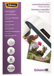 Fellowes Meleglamináló fólia, 80 mikron, 100x150 mm, fényes, 25 db