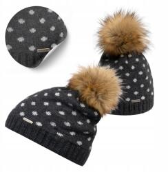 Brødrene Sötétszürke Női Téli Brodrene Bélelt Sapka Pomponnal Pöttyös (1010693-DARKGRAY)