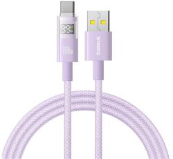 Baseus DISPLAY II adatkábel (USB - Type-C, 100W, gyorstöltő, cipőfűző, LED kijelző, 100cm) LILA (P10382701511-00)