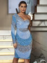 Shein ZC63201 Shein Elegáns Flitteres Egyvállas MIDI Ruha (2) Xs