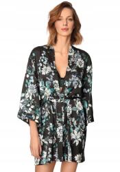 Nipplex Xena virágmintás fürdőköpeny fekete-zöld Nipplex XXL (XENA)