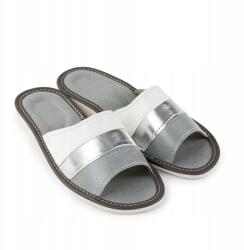 Nowo Szürke bőr női papucs párban Strandpapucs 40- méret (K-1174B)