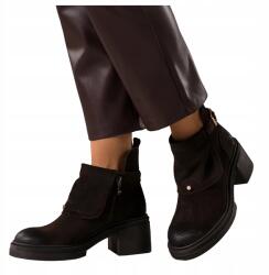 Casu Csokoládé Bőr Női Bokacsizma Platform Kényelmes Pánt csattal 36-os (7103540000363)