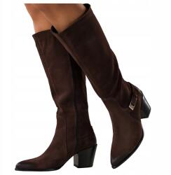 Casu Csokoládé Bőr Női Cowboycsizma Kényelmes Széles Bokacsizma 38-as (7103700000387)